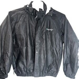 Frogg Toggs Rain‎ Jacket Mens Large Black Waterproof Hooded Lightweight Outdoor